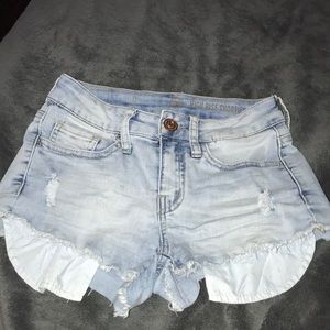 light wash denim shorts